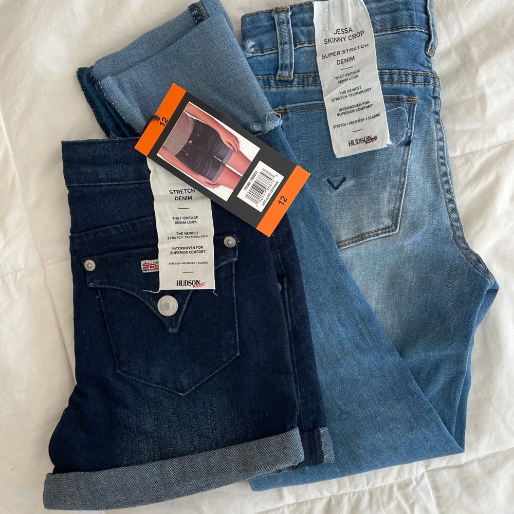 NWT Hudson Roll Cuff Jean Shorts and Jessa Skinny Crop Jeans Girls Size 12
